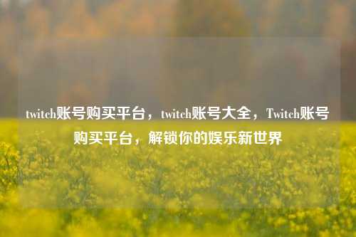 twitch账号购买平台，twitch账号大全，Twitch账号购买平台，解锁你的娱乐新世界