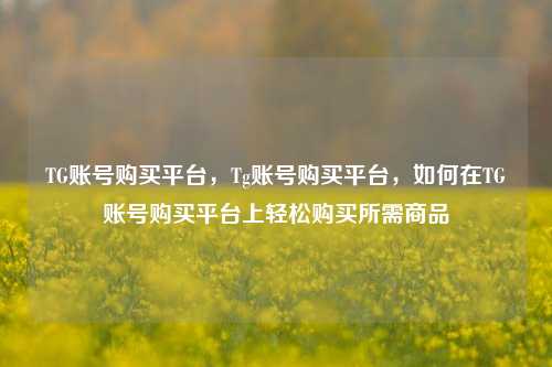 TG账号购买平台，Tg账号购买平台，如何在TG账号购买平台上轻松购买所需商品